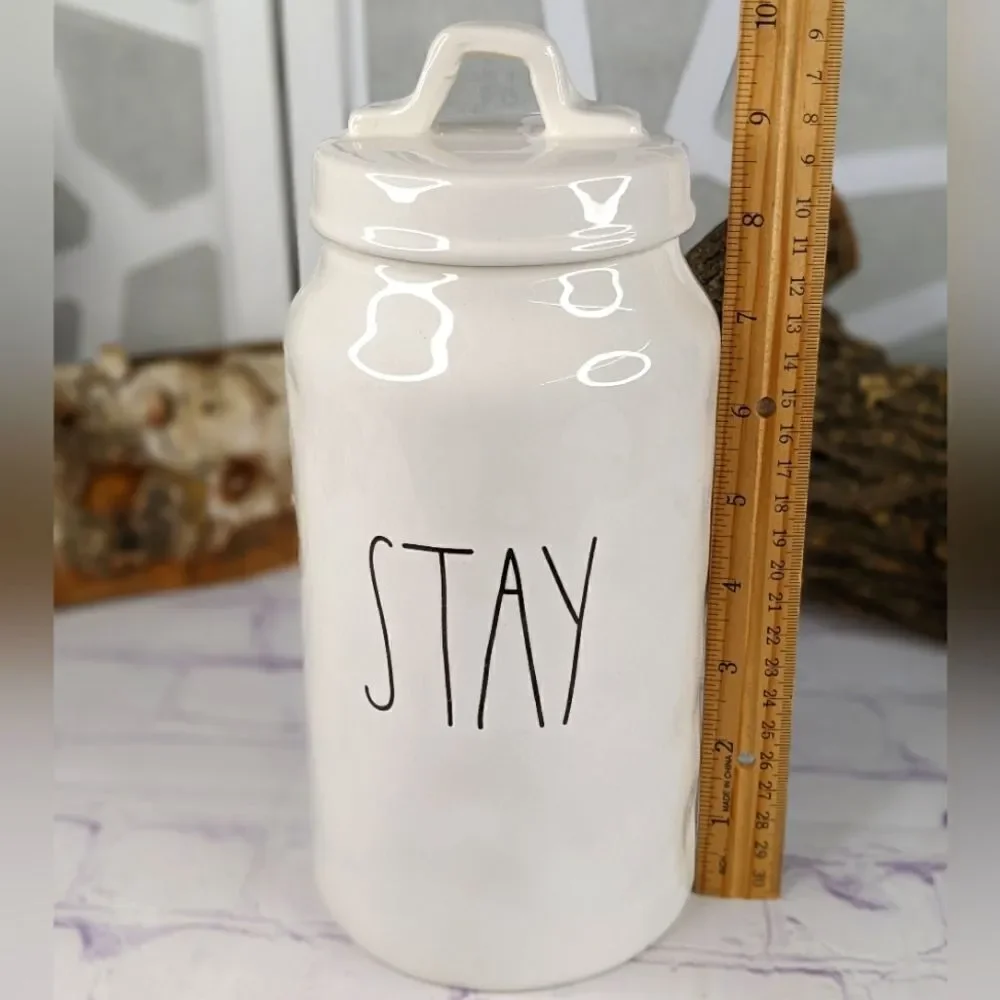 Rae Dunn STAY Ceramic Canister Treat Jar Storage Container